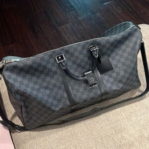 Louis Vuitton Damien Graphite Canvas Keepall Bandoulière 55